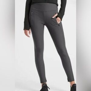 Women’s XS ATHLETA Stellar Tight Pants Gray Excellent Condition Slim Fit Zip